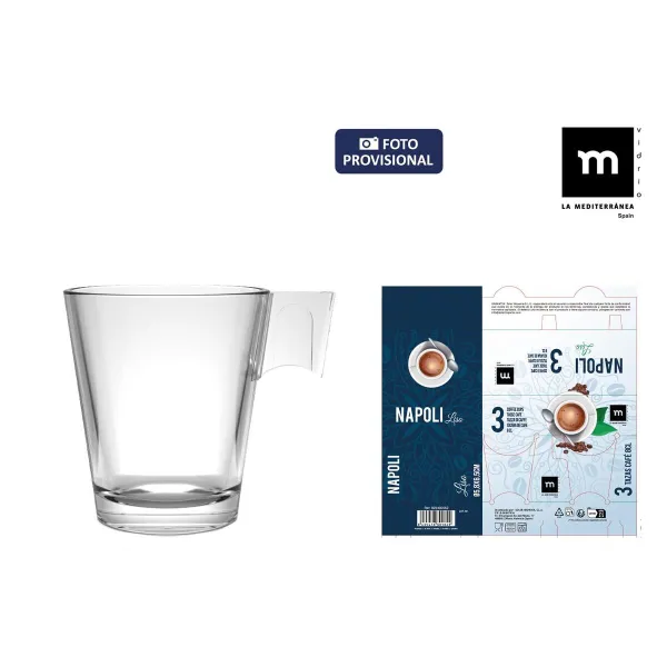 Vnt. kavos puodelių rinkinys La Mediterránea Napoli liso Skaidrus stiklas 80 ml 3 Dalys (24 vnt.)