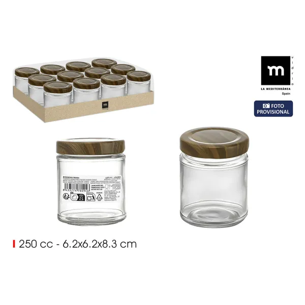 Стеклянная банка La Mediterránea WOOD 250 ml (24 штук)