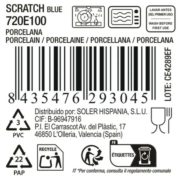 Serving Platter La Mediterránea Scratch blue 13 x 8 x 4 cm (24 Units)
