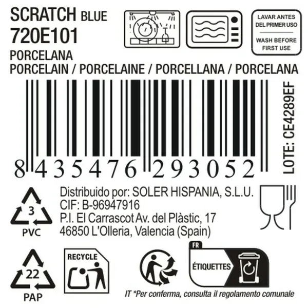 Vuoka La Mediterránea Scratch  blue Posliini Ovaali 20,6 x 11,7 x 2,3 cm (18 osaa)