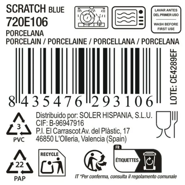 Поднос La Mediterránea Scratch blue Фарфор Круглая 24,8 x 2,5 cm (8 штук)