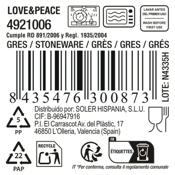 Bowl La Mediterránea Love&peace 650 ml (24 Units)