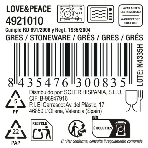 Arbatos ir kavos puodelis La Mediterránea Love & Peace 90 ml (36 Vienetai)