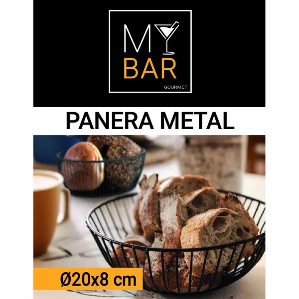 Хлебница My Bar Чёрный Металл Круглая 20 x 8 cm (12 штук)