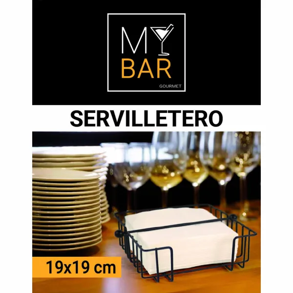 Servetėlės laikiklis My Bar Juoda Metalinis 19 x 19 x 7,5 cm (12 vnt.)