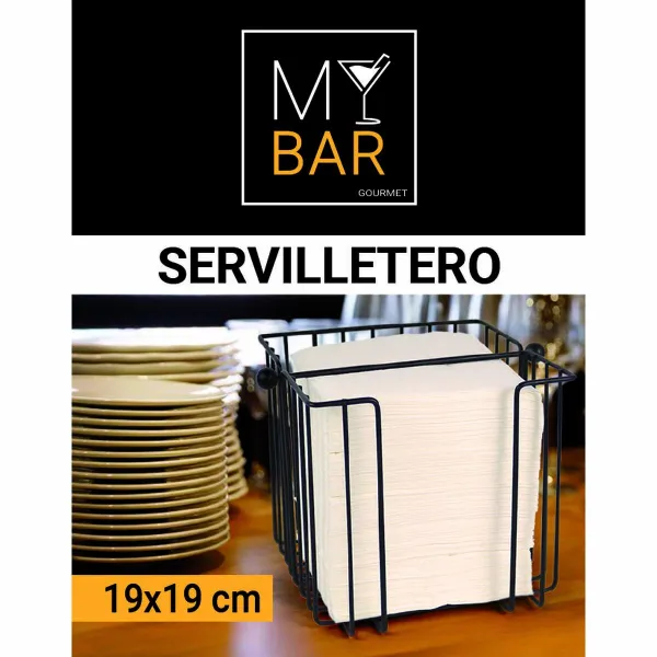 Napkin holder My Bar Black Metal 19 x 19 x 18 cm (8 Units)