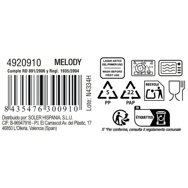 Tea and coffee cup La Mediterránea Melody 90 ml (36 Units)