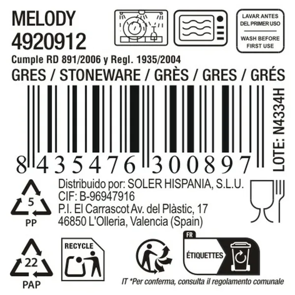 Чашка La Mediterránea Melody 350 ml (36 Vienības)