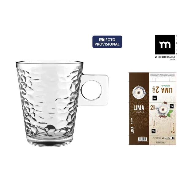 Osainen kahvikuppisetti La Mediterránea Lima abstracto Läpinäkyvä Lasi 210 ml 2 Kappaletta (36 Osaa)