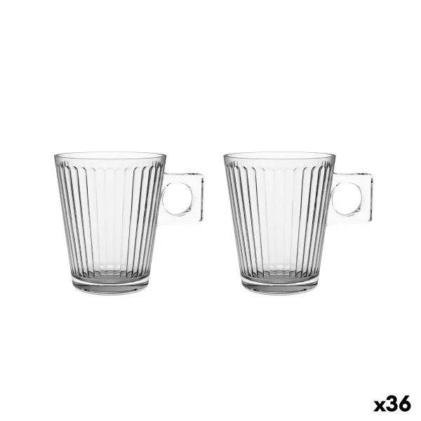 Osainen kahvikuppisetti La Mediterránea Lima lineal Läpinäkyvä Lasi 210 ml 2 Kappaletta (36 Osaa)