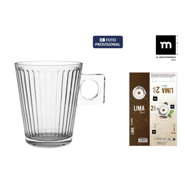 Osainen kahvikuppisetti La Mediterránea Lima lineal Läpinäkyvä Lasi 210 ml 2 Kappaletta (36 Osaa)