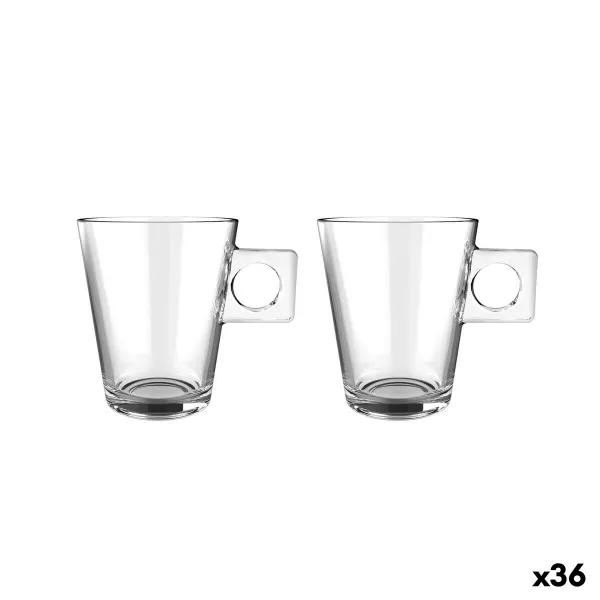 Piece Coffee Cup Set La Mediterránea Lima liso Transparent Glass 210 ml 2 Pieces (36 Units)
