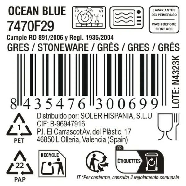 Puodelis La Mediterránea Ocean blue 440 ml (24 vnt.)