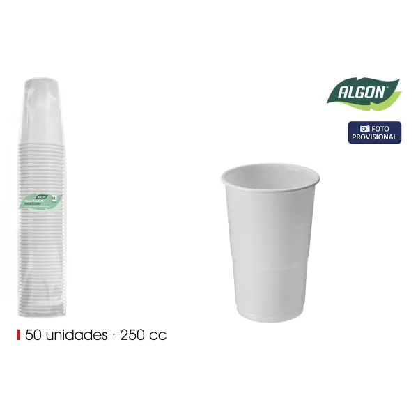 Stiklinių rinkinys Algon Balta 250 ml 50 Dalys (18 vnt.)