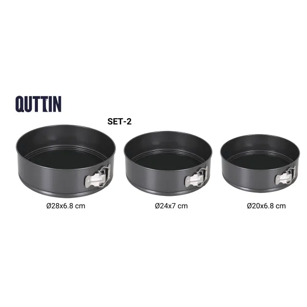 Irtopohjavuoka Quttin Musta 24 x 7+28 x 6,8 cm 3 Kappaletta (6 osaa)