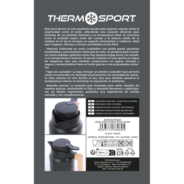 Термокружка ThermoSport Чёрный 1,2 L (4 штук)