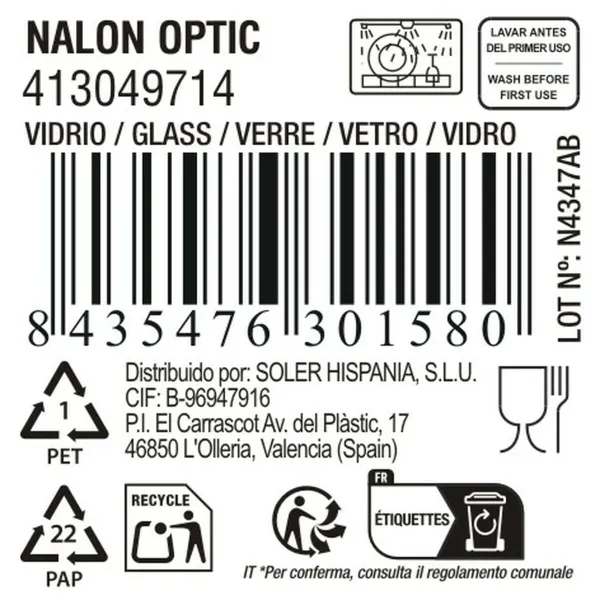 Ūdens glāze La Mediterránea Nalon optic (36 Vienības)