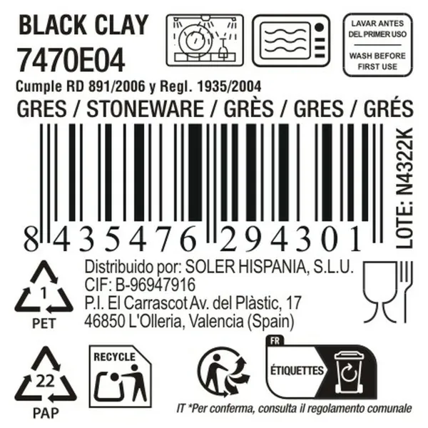 Flat Plate La Mediterránea Black clay