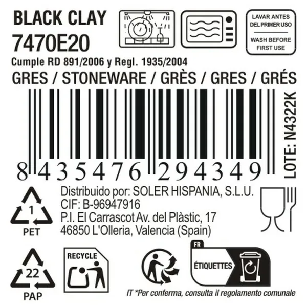 Serviravimo Lėkštė La Mediterránea Black clay