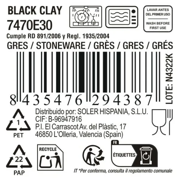 Puodelis La Mediterránea Black clay (24 vnt.)