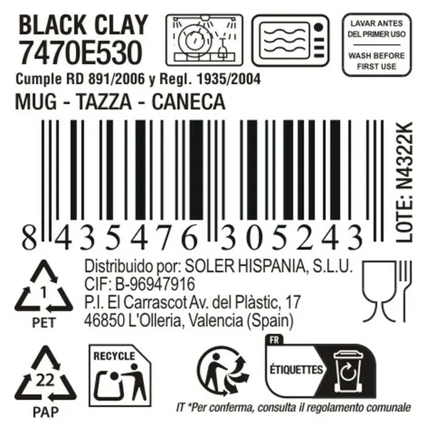 Cup La Mediterránea Black clay (24 Units)