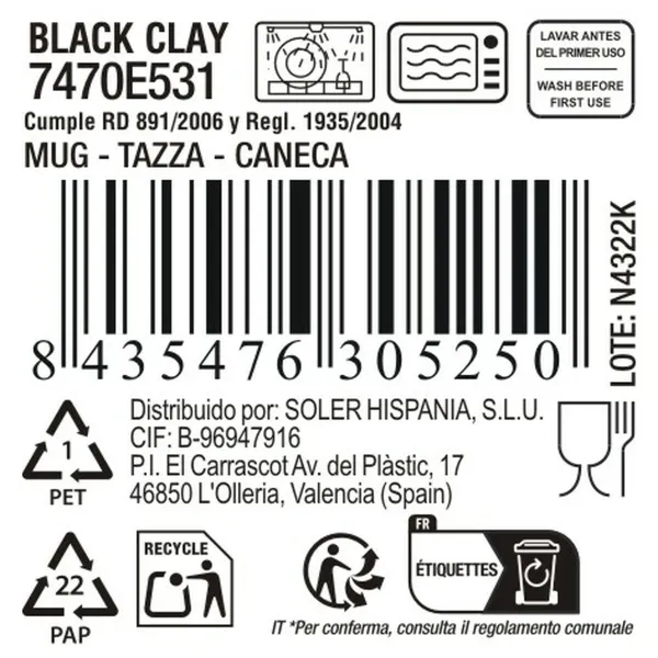 Cup La Mediterránea Black clay (36 Units)