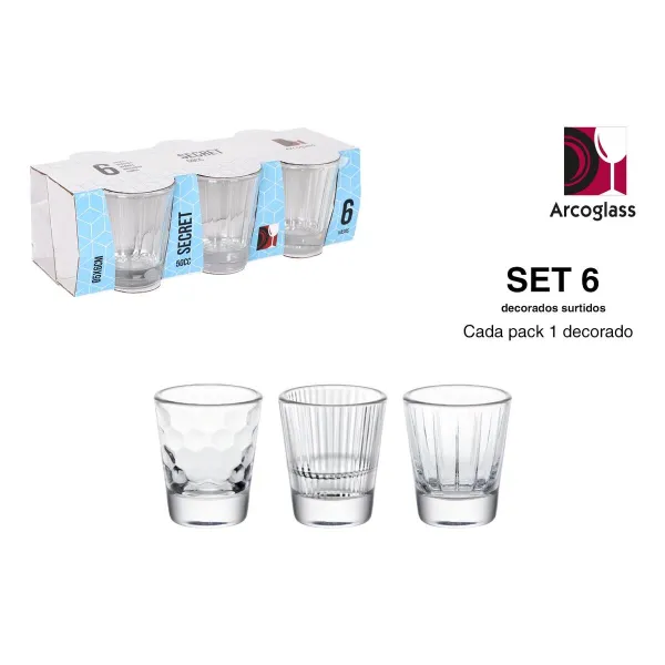 Set of Shot Glasses Arcoglass Secret 50 ml 6 Pieces (18 Units)
