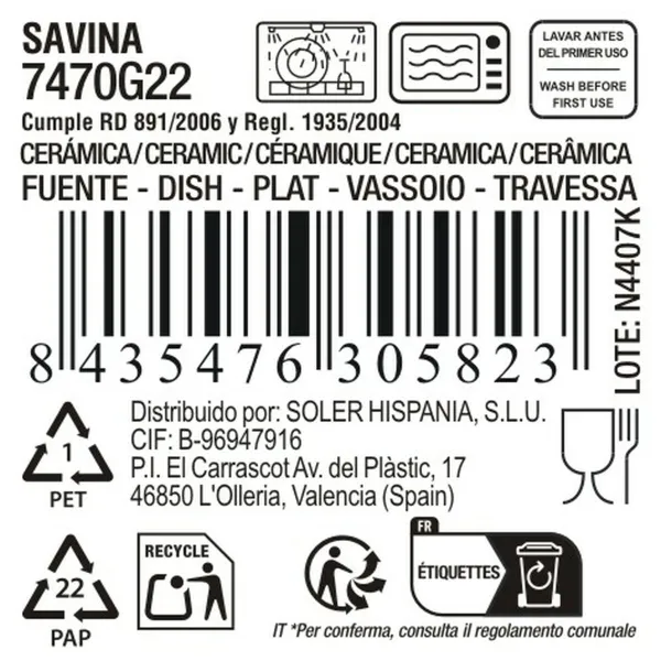Serviravimo Lėkštė La Mediterránea Savina Ovalus Ø 33 x 14,6 x 2,5 cm (8 vnt.)