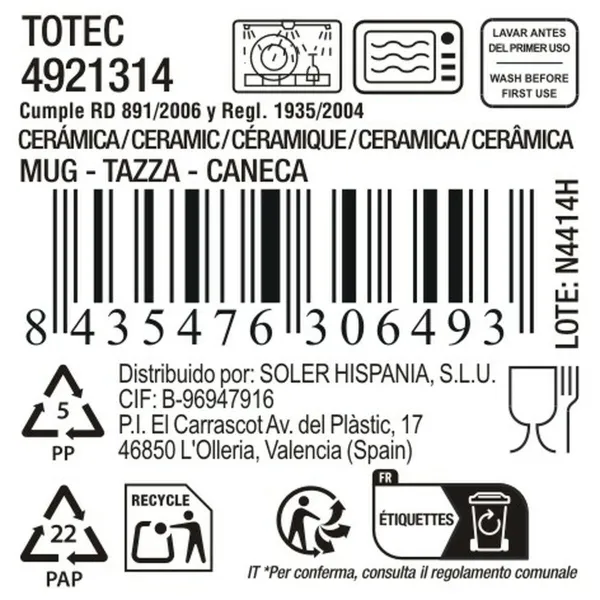 Puodelis La Mediterránea Totec 380 ml (18 osaa)