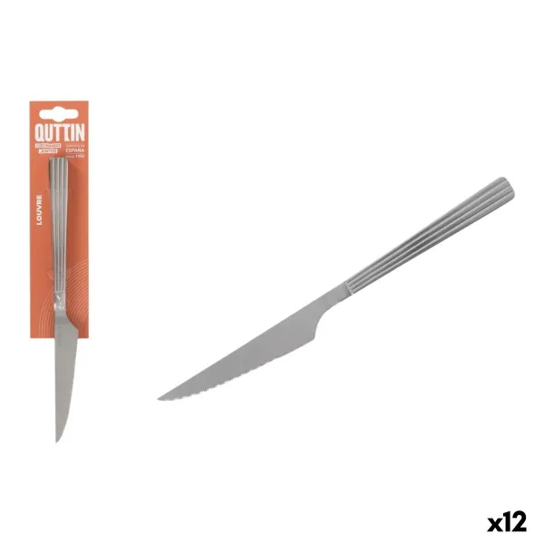 Meat Knife Set Quttin LOUVRE Silver 23,6 x 2 cm 2 Pieces (12 Units)