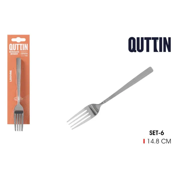 Set of Dessert Forks Quttin LOUVRE Silver 1,5 mm 14,8 x 3,2 cm 6 Pieces (12 Units)