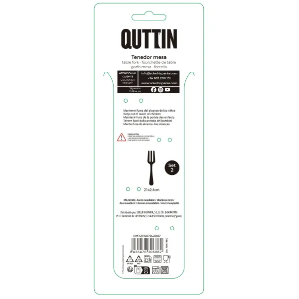Šakučių rinkinys Quttin LOUVRE Champagne 21 x 2,4 cm 2 Dalys (12 vnt.)