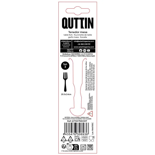 Šakučių rinkinys Quttin MOMA 20,5 x 2,4 cm 3 Dalys (12 vnt.)