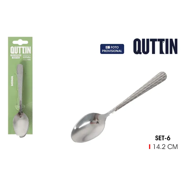 Dessert spoon set Quttin MOMA Black 14,2 x 3,2 cm 6 Pieces (12 Units)