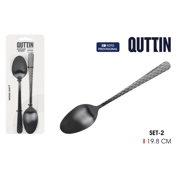 Table spoon Quttin MOMA Black 19,8 x 3,8 cm 2 Pieces (12 Units)