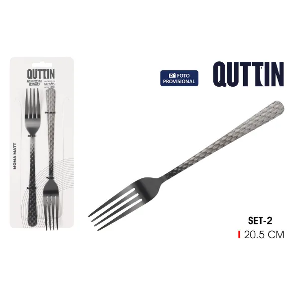 Набор вилок Quttin MOMA Чёрный 20,5 x 2,4 cm 2 Предметы (12 штук)