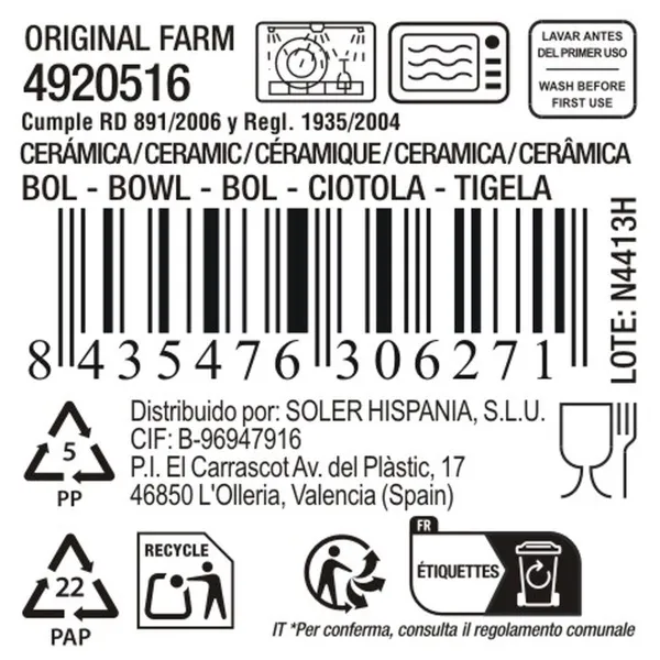 Kulho La Mediterránea Original farm 500 ml 16,4 x 13,4 x 6,7 cm (18 osaa)