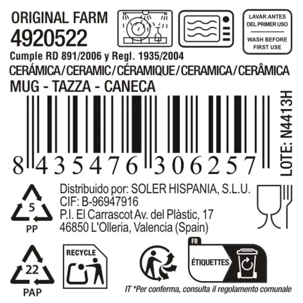 Чашка La Mediterránea Original farm 450 ml (18 gb.)