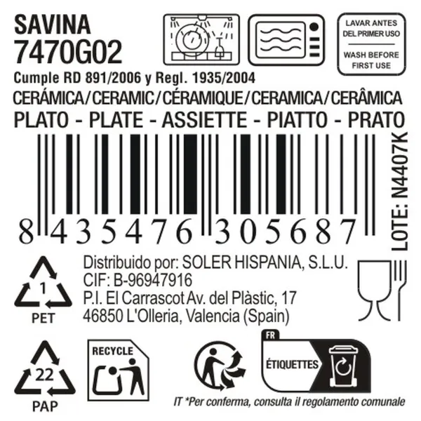 Flat Plate La Mediterránea Savina ø 25,5 x 3 cm (12 Units)