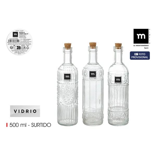 Стеклянная бутылка La Mediterránea Прозрачный Kорка Cтекло 500 ml (24 штук)