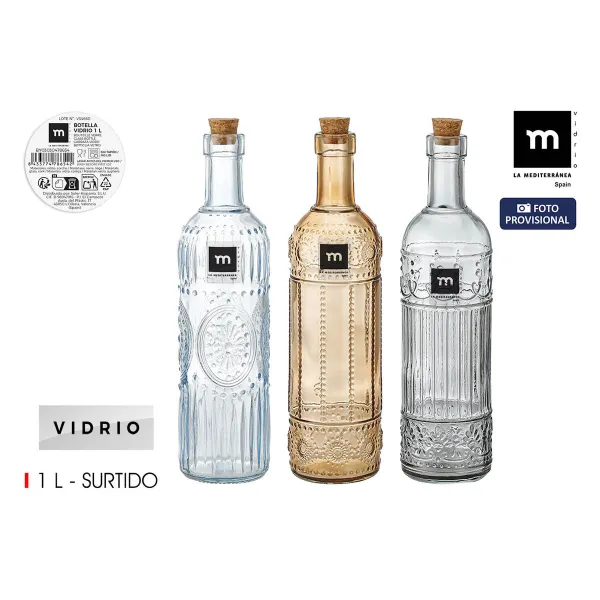 Стеклянная бутылка La Mediterránea Kорка Cтекло 1 L (12 штук)