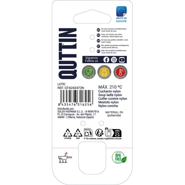 Šaukštas maišymui Quttin Quttin Juoda 33 x 10 x 8 cm (12 vnt.)