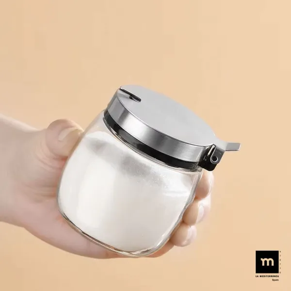 Sugar Bowl La Mediterránea Transparent Silver Glass Steel 0,25 L 7 x 8,7 cm (24 Units)