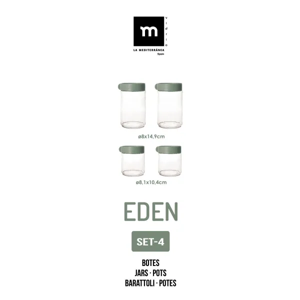 Набор из банок La Mediterránea Eden Cтекло полипропилен 4 Предметы (8 штук)