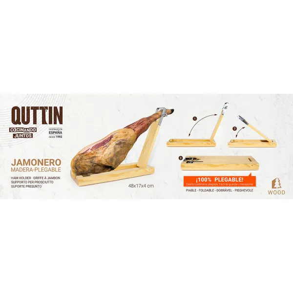 Держатель ветчины Quttin Коричневый Деревянный 48 x 17 x 4 cm (6 штук)
