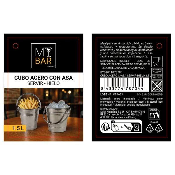 Ведро для льда My Bar Сталь 1,5 L 14 x 13,4 cm (12 штук)