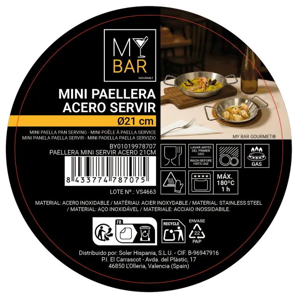 Casserole Dish for Serving Tapas My Bar Ø 21 cm 29,5 x 17 x 14 cm (24 Units)