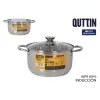 Casserole with lid Quttin New neron Silver Ø 24 cm 6 L Stainless steel (4 Units)