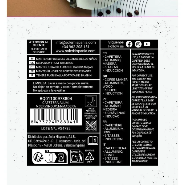 Vanhanaikainen Italialainen Mokkapannu Quttin Alumiini 0,3 L (6 osaa)