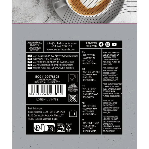 Itāļu Kafijkanna Quttin Alumīnijs 0,45 L (6 gb.)